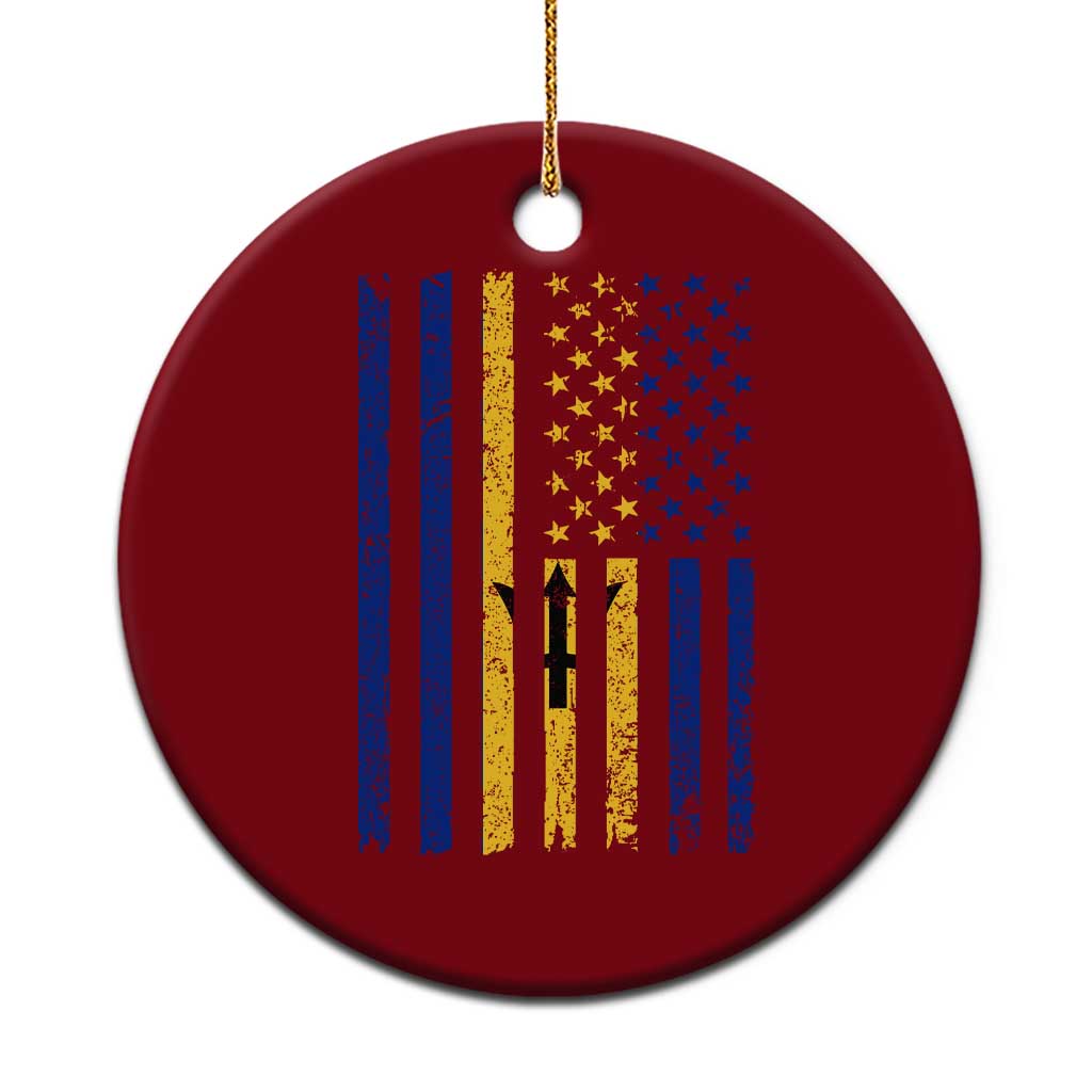 Barbados American Flag Ceramic Ornament Distressed Barbadian Pride Patriotic Heritage Gift TS10 1pc Red Print Your Wear