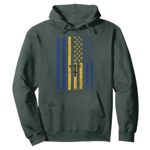 Barbados American Flag Hoodie Distressed Barbadian Pride Patriotic Heritage Gift TS10 Dark Forest Green Print Your Wear