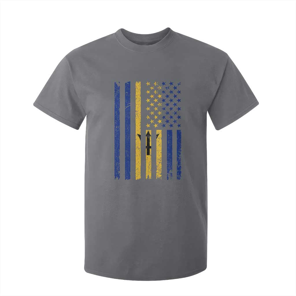 Barbados American Flag T Shirt For Kid Distressed Barbadian Pride Patriotic Heritage Gift TS10 Charcoal Print Your Wear