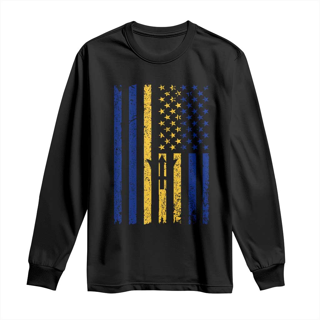 Barbados American Flag Long Sleeve Shirt Distressed Barbadian Pride Patriotic Heritage Gift TS10 Black Print Your Wear