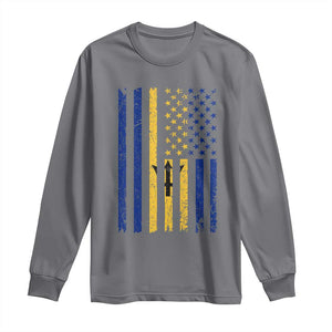 Barbados American Flag Long Sleeve Shirt Distressed Barbadian Pride Patriotic Heritage Gift TS10 Charcoal Print Your Wear