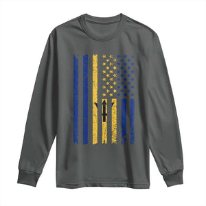 Barbados American Flag Long Sleeve Shirt Distressed Barbadian Pride Patriotic Heritage Gift TS10 Dark Heather Print Your Wear