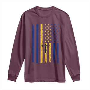 Barbados American Flag Long Sleeve Shirt Distressed Barbadian Pride Patriotic Heritage Gift TS10 Maroon Print Your Wear