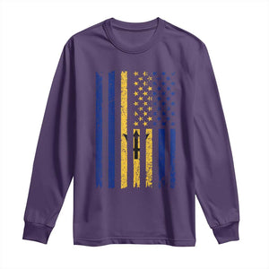 Barbados American Flag Long Sleeve Shirt Distressed Barbadian Pride Patriotic Heritage Gift TS10 S Purple Print Your Wear