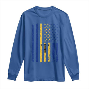 Barbados American Flag Long Sleeve Shirt Distressed Barbadian Pride Patriotic Heritage Gift TS10 Royal Blue Print Your Wear