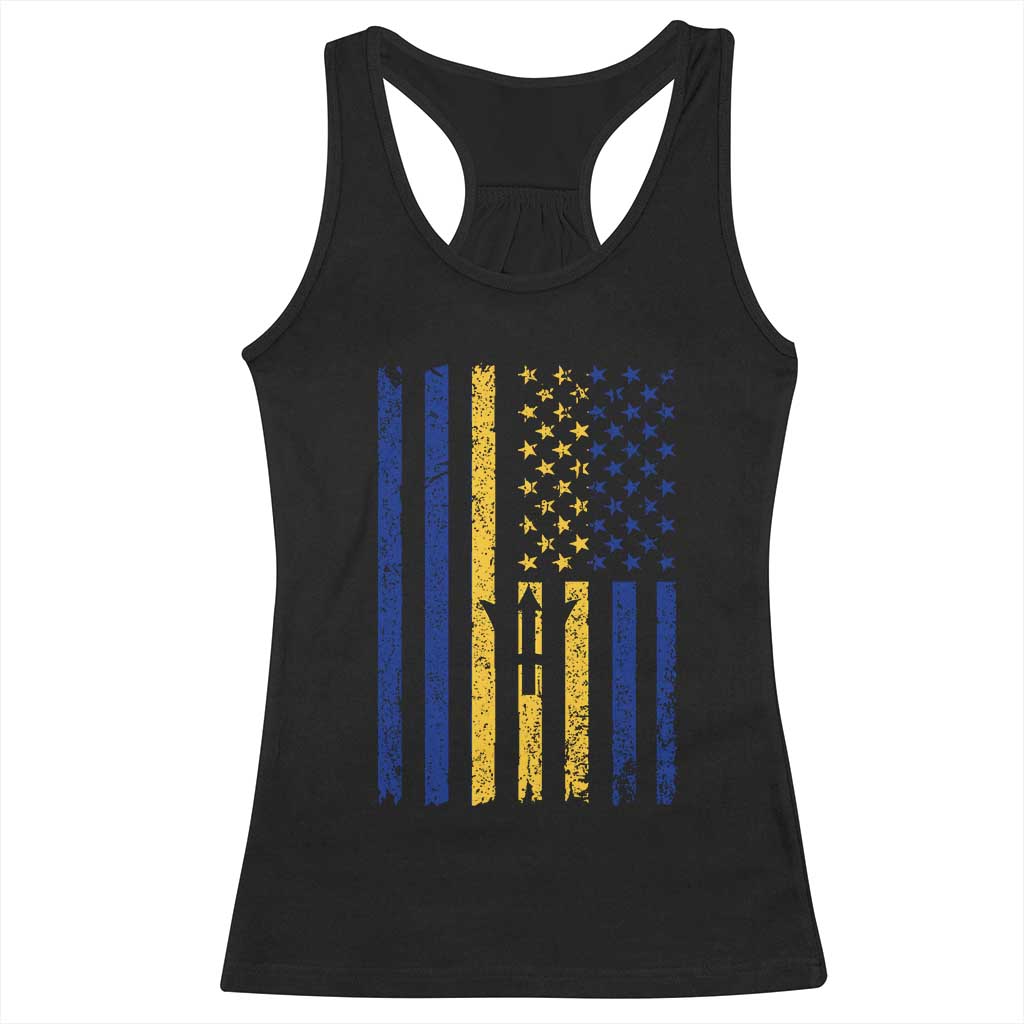 Barbados American Flag Racerback Tank Top Distressed Barbadian Pride Patriotic Heritage Gift TS10 Black Print Your Wear