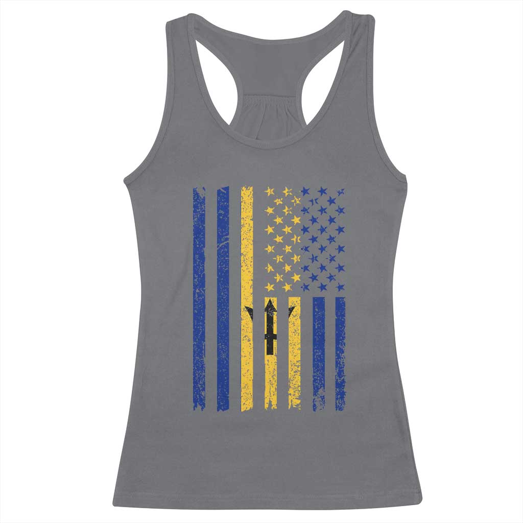 Barbados American Flag Racerback Tank Top Distressed Barbadian Pride Patriotic Heritage Gift TS10 Charcoal Print Your Wear