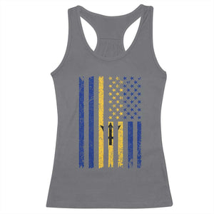 Barbados American Flag Racerback Tank Top Distressed Barbadian Pride Patriotic Heritage Gift TS10 Charcoal Print Your Wear
