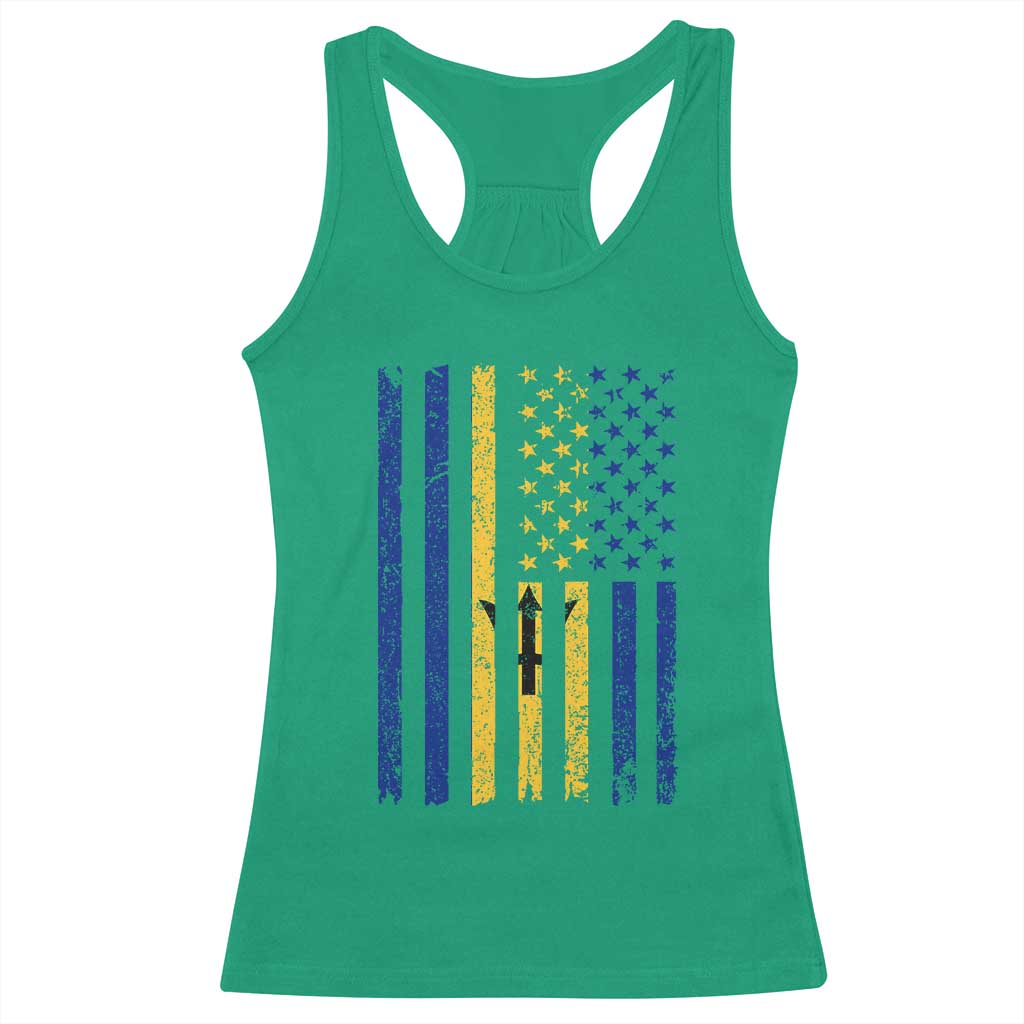 Barbados American Flag Racerback Tank Top Distressed Barbadian Pride Patriotic Heritage Gift TS10 Irish Green Print Your Wear
