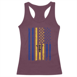 Barbados American Flag Racerback Tank Top Distressed Barbadian Pride Patriotic Heritage Gift TS10 Maroon Print Your Wear