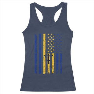 Barbados American Flag Racerback Tank Top Distressed Barbadian Pride Patriotic Heritage Gift TS10 Navy Print Your Wear