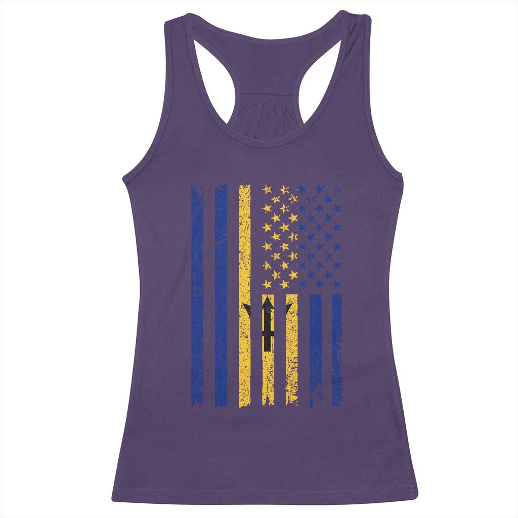 Barbados American Flag Racerback Tank Top Distressed Barbadian Pride Patriotic Heritage Gift TS10 Purple Print Your Wear