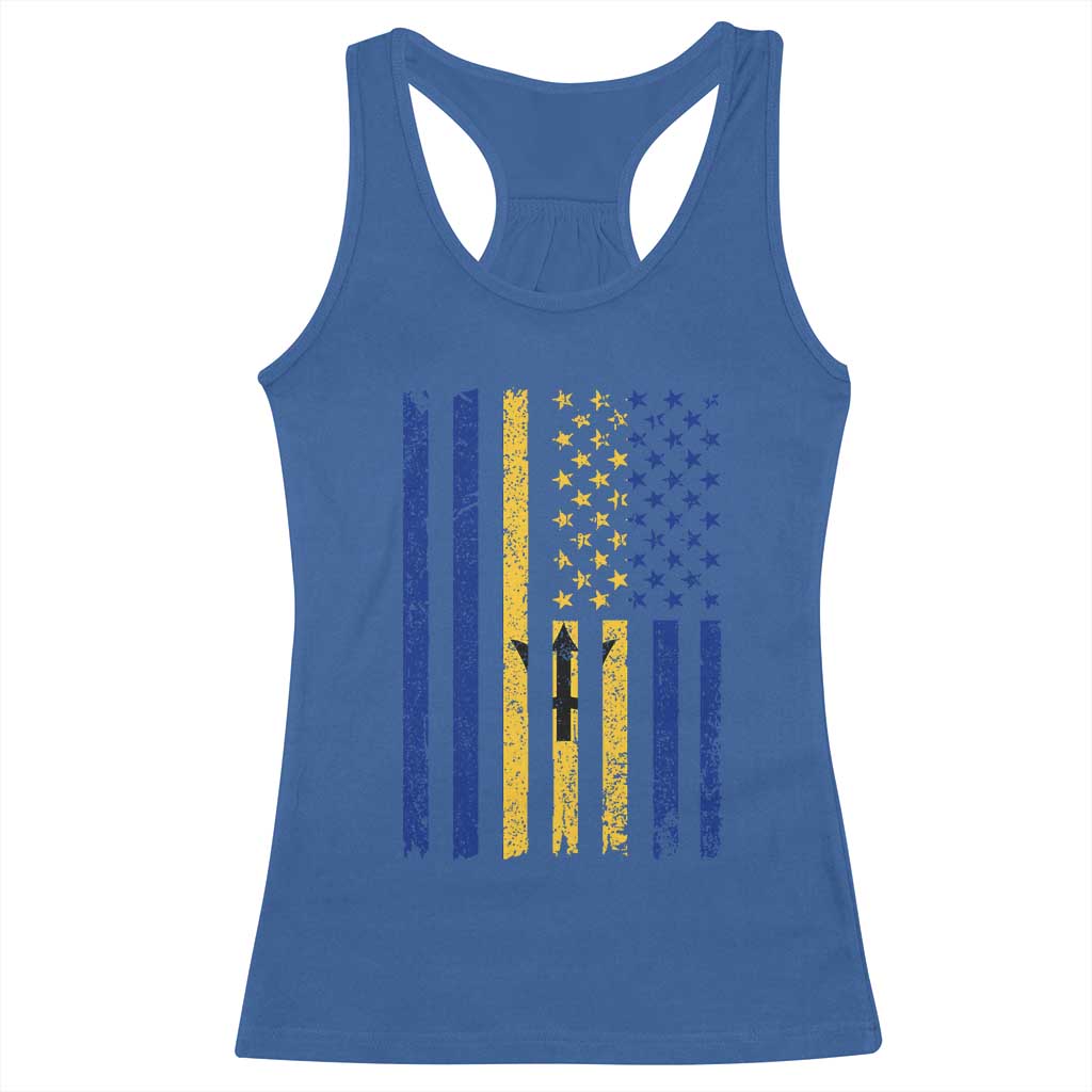 Barbados American Flag Racerback Tank Top Distressed Barbadian Pride Patriotic Heritage Gift TS10 Royal Blue Print Your Wear