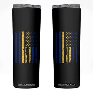 Barbados American Flag Skinny Tumbler Distressed Barbadian Pride Patriotic Heritage Gift TS10 Black Print Your Wear