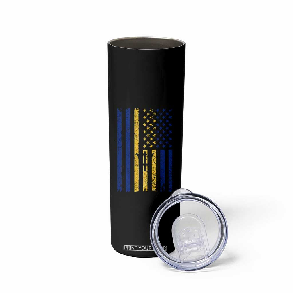 Barbados American Flag Skinny Tumbler Distressed Barbadian Pride Patriotic Heritage Gift TS10 Print Your Wear