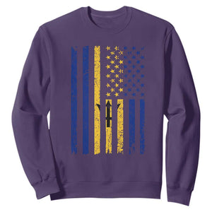 Barbados American Flag Sweatshirt Distressed Barbadian Pride Patriotic Heritage Gift TS10 S Purple Print Your Wear