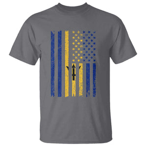 Barbados American Flag T Shirt Distressed Barbadian Pride Patriotic Heritage Gift TS10 Charcoal Print Your Wear