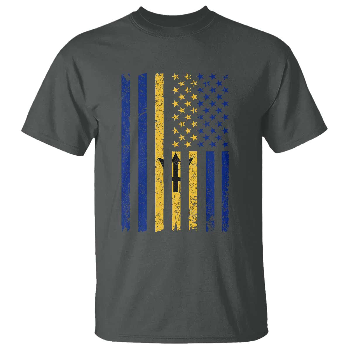 Barbados American Flag T Shirt Distressed Barbadian Pride Patriotic Heritage Gift TS10 Dark Heather Print Your Wear