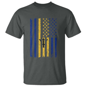 Barbados American Flag T Shirt Distressed Barbadian Pride Patriotic Heritage Gift TS10 Dark Heather Print Your Wear