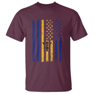 Barbados American Flag T Shirt Distressed Barbadian Pride Patriotic Heritage Gift TS10 Maroon Print Your Wear