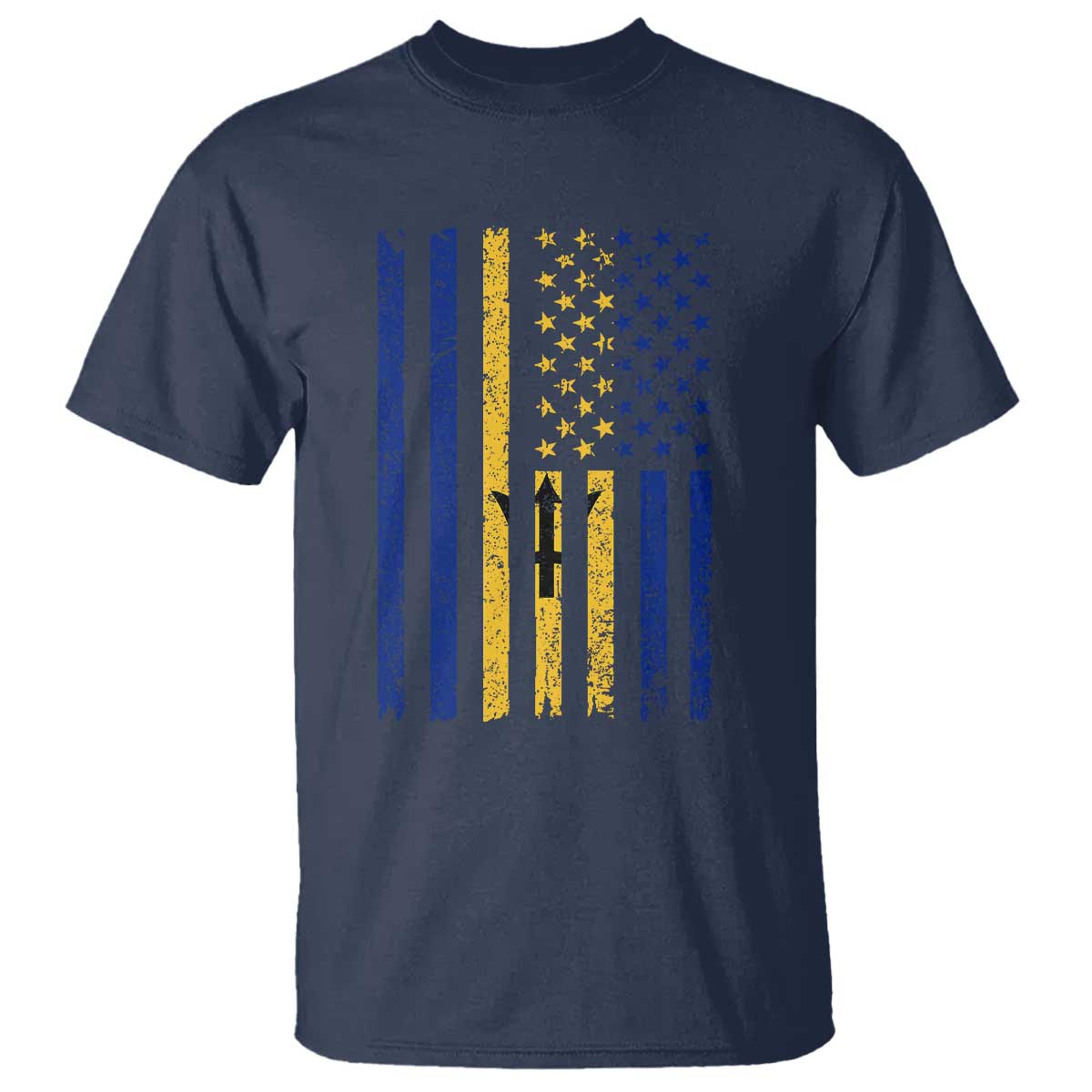 Barbados American Flag T Shirt Distressed Barbadian Pride Patriotic Heritage Gift TS10 Navy Print Your Wear