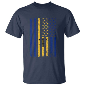 Barbados American Flag T Shirt Distressed Barbadian Pride Patriotic Heritage Gift TS10 Navy Print Your Wear