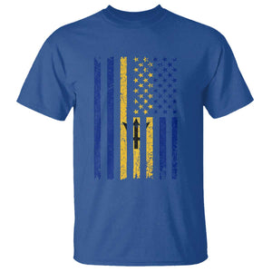 Barbados American Flag T Shirt Distressed Barbadian Pride Patriotic Heritage Gift TS10 Royal Blue Print Your Wear