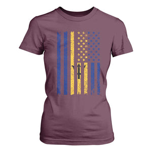 Barbados American Flag T Shirt For Women Distressed Barbadian Pride Patriotic Heritage Gift TS10 Maroon Print Your Wear