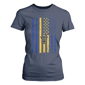 Barbados American Flag T Shirt For Women Distressed Barbadian Pride Patriotic Heritage Gift TS10 Navy Print Your Wear