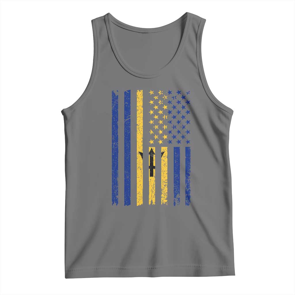 Barbados American Flag Tank Top Distressed Barbadian Pride Patriotic Heritage Gift TS10 Black Heather Print Your Wear