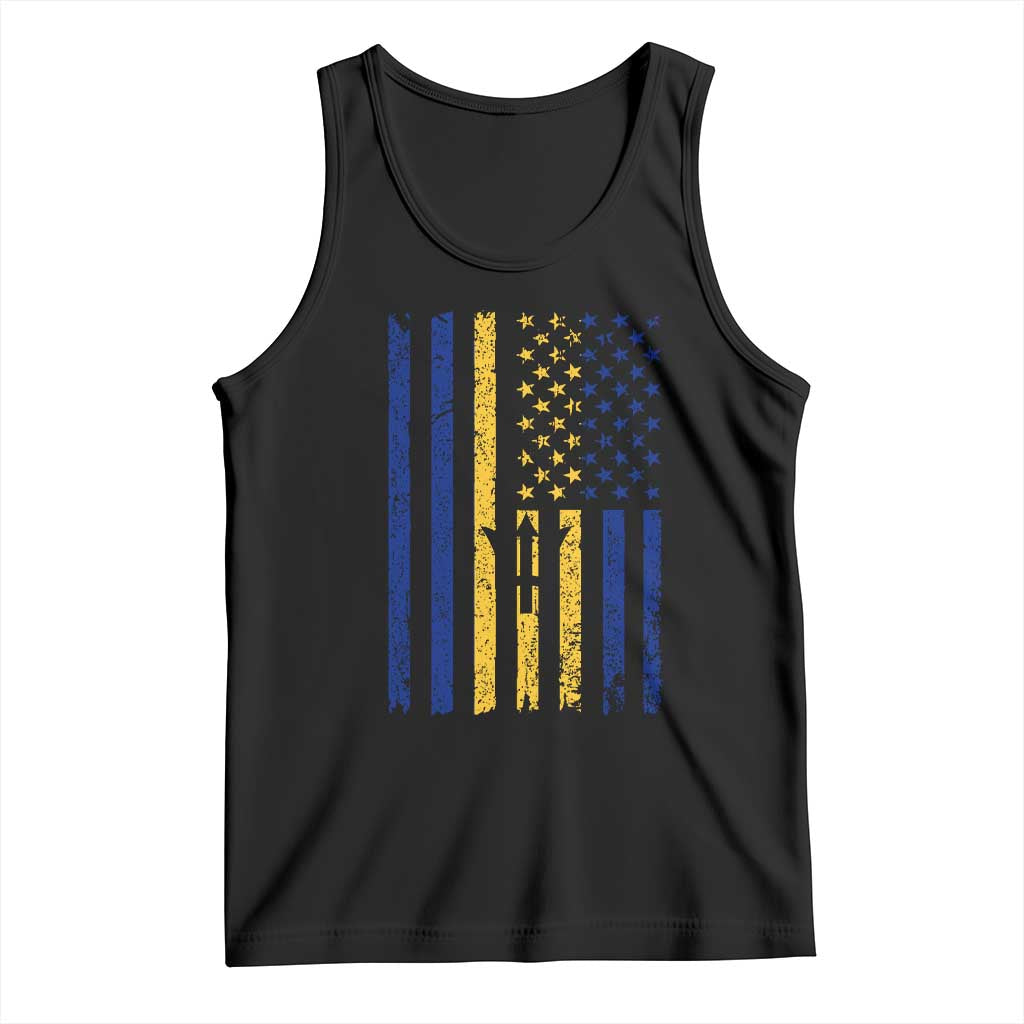 Barbados American Flag Tank Top Distressed Barbadian Pride Patriotic Heritage Gift TS10 Black Print Your Wear