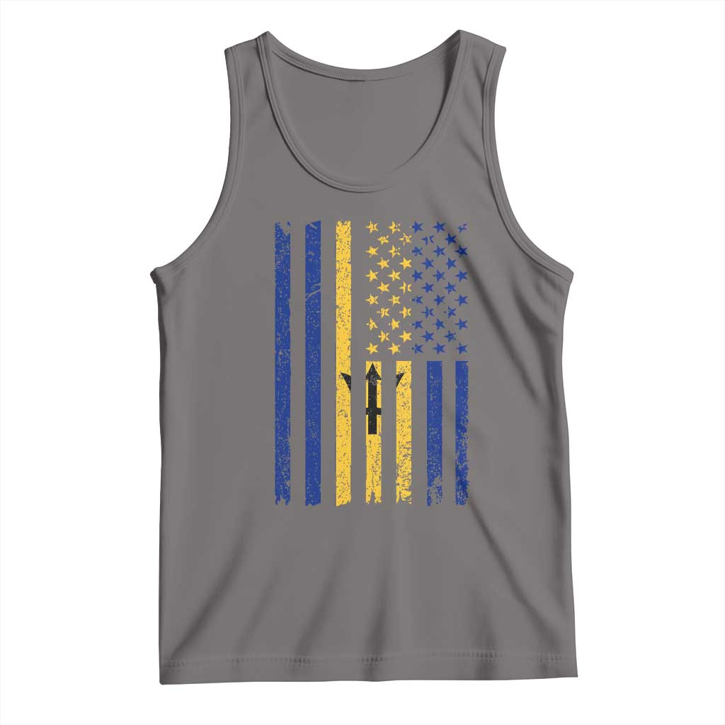Barbados American Flag Tank Top Distressed Barbadian Pride Patriotic Heritage Gift TS10 Deep Heather Print Your Wear
