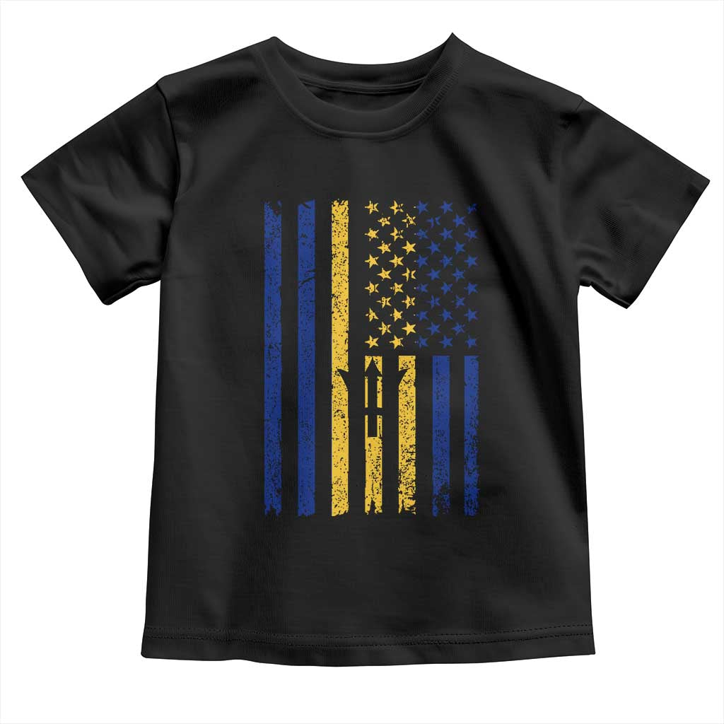 Barbados American Flag Toddler T Shirt Distressed Barbadian Pride Patriotic Heritage Gift TS10 Black Print Your Wear