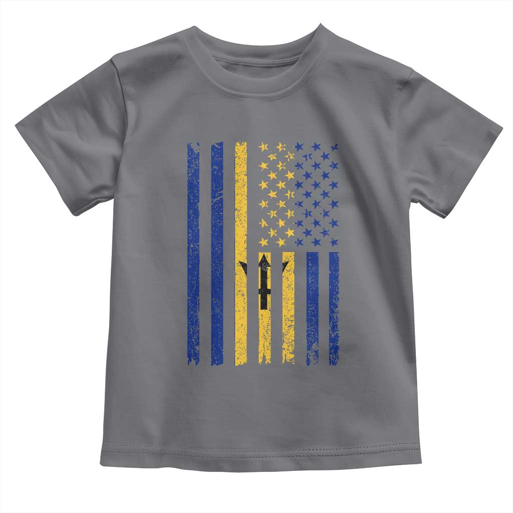 Barbados American Flag Toddler T Shirt Distressed Barbadian Pride Patriotic Heritage Gift TS10 Charcoal Print Your Wear