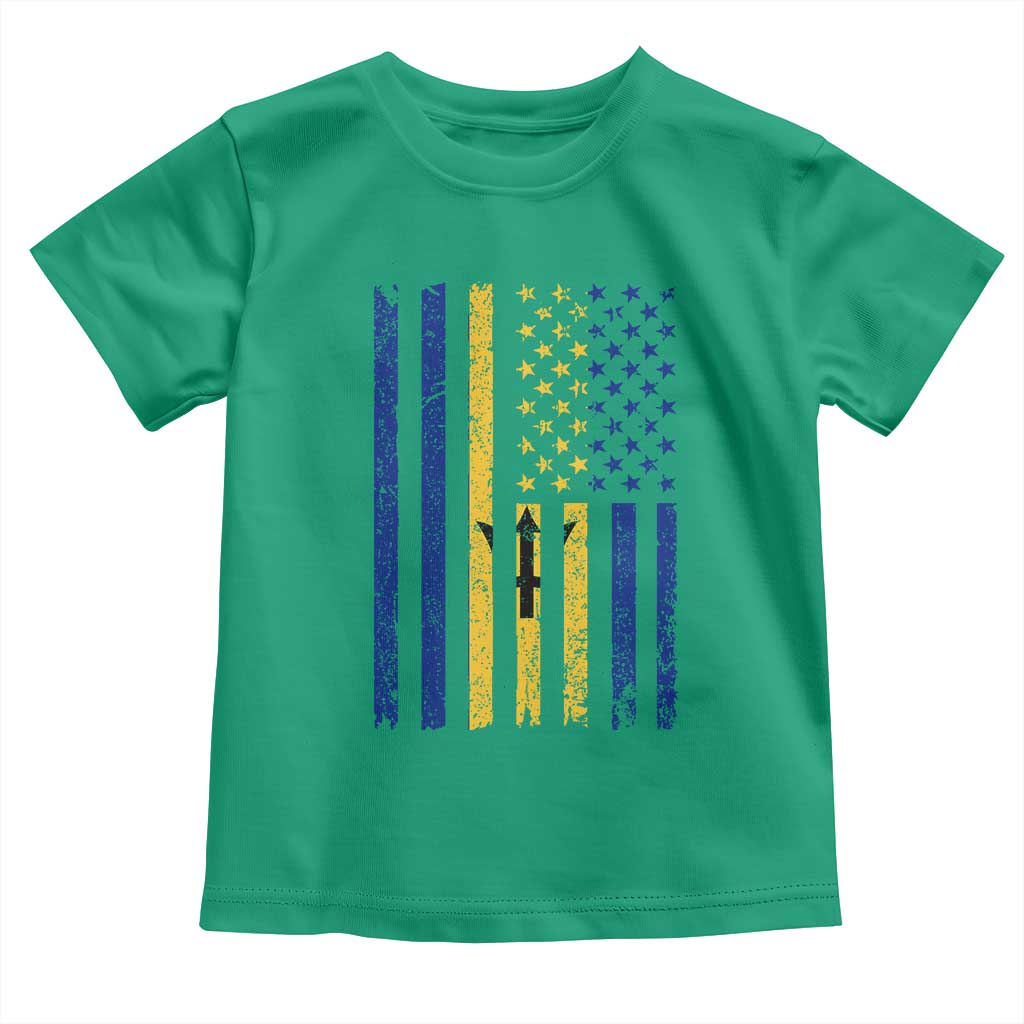 Barbados American Flag Toddler T Shirt Distressed Barbadian Pride Patriotic Heritage Gift TS10 Irish Green Print Your Wear