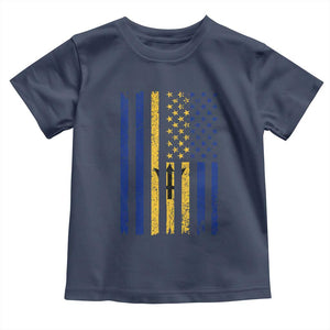 Barbados American Flag Toddler T Shirt Distressed Barbadian Pride Patriotic Heritage Gift TS10 Navy Print Your Wear
