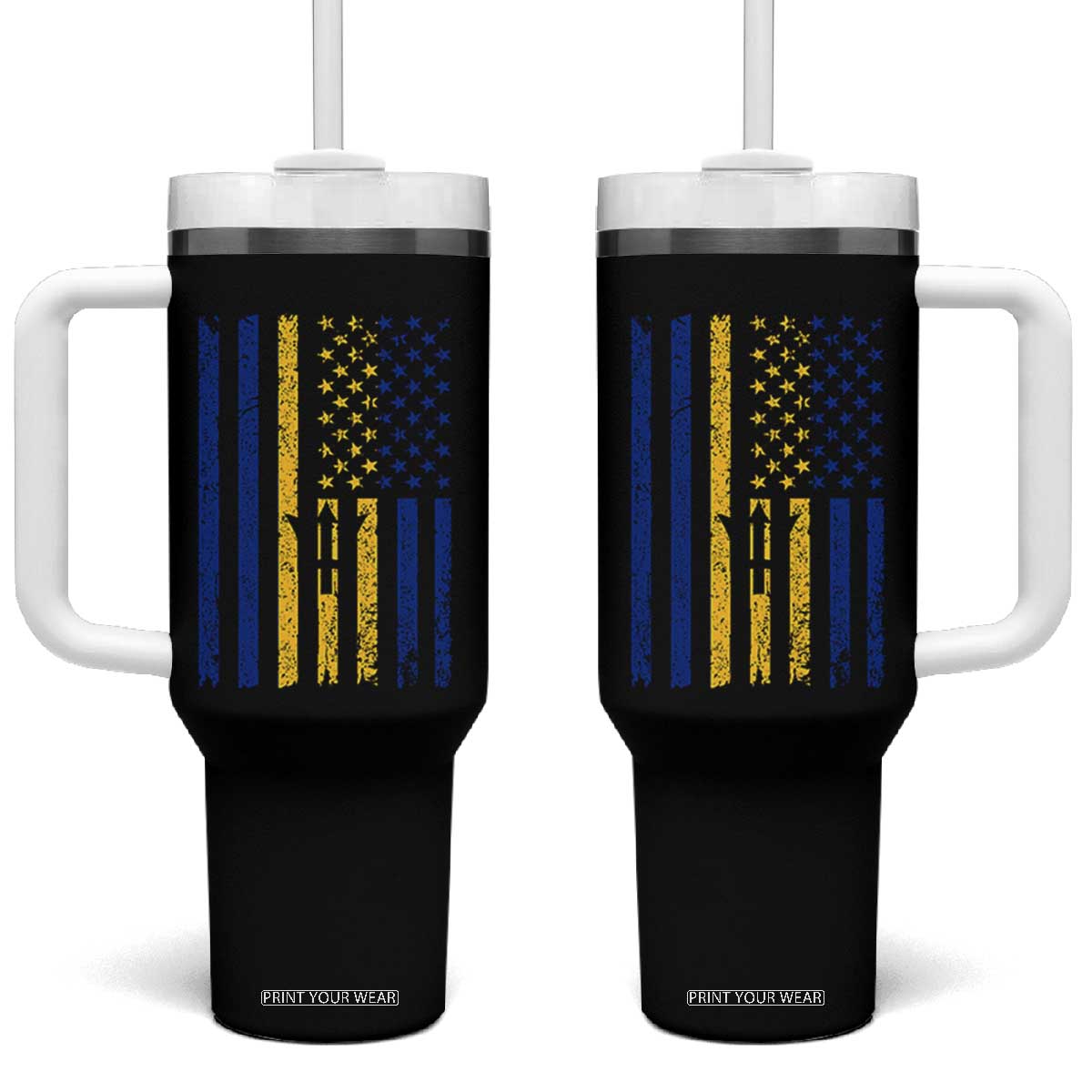 Barbados American Flag Tumbler With Handle Distressed Barbadian Pride Patriotic Heritage Gift TS10 One Size: 40 oz Black Print Your Wear