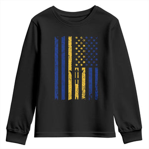 Barbados American Flag Youth Sweatshirt Distressed Barbadian Pride Patriotic Heritage Gift TS10 Black Print Your Wear