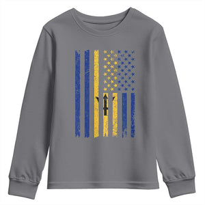 Barbados American Flag Youth Sweatshirt Distressed Barbadian Pride Patriotic Heritage Gift TS10 Charcoal Print Your Wear