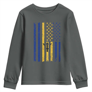 Barbados American Flag Youth Sweatshirt Distressed Barbadian Pride Patriotic Heritage Gift TS10 Dark Heather Print Your Wear
