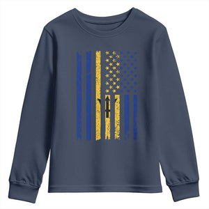 Barbados American Flag Youth Sweatshirt Distressed Barbadian Pride Patriotic Heritage Gift TS10 Navy Print Your Wear