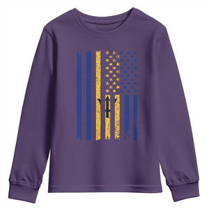 Barbados American Flag Youth Sweatshirt Distressed Barbadian Pride Patriotic Heritage Gift TS10 Purple Print Your Wear