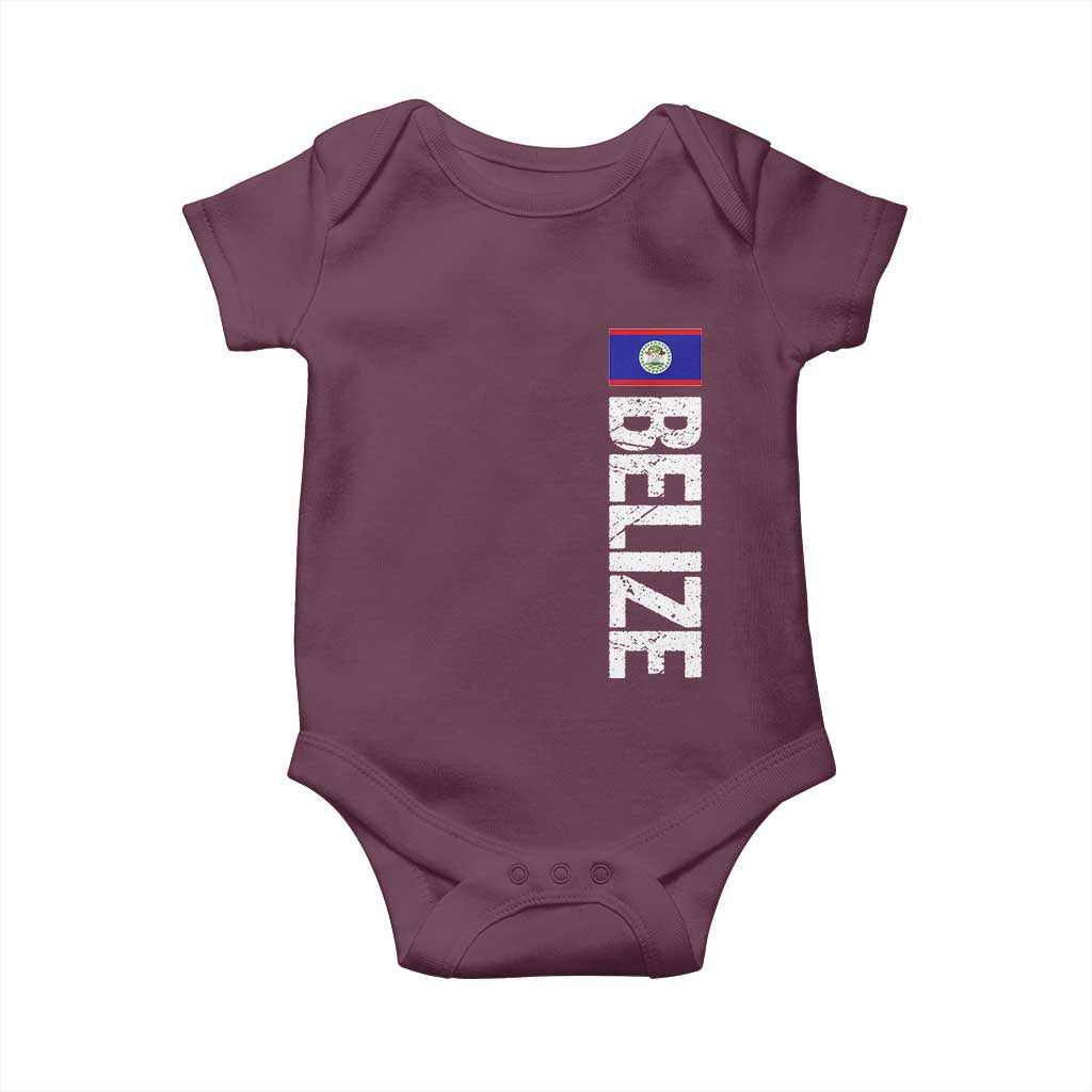 Belize Flag Baby Onesie Distressed Central American Pride Heritage Gift TS10 Maroon Print Your Wear