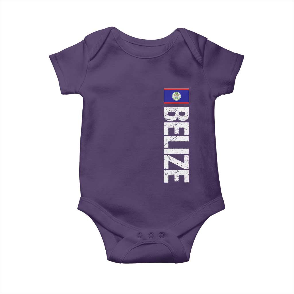 Belize Flag Baby Onesie Distressed Central American Pride Heritage Gift TS10 Purple Print Your Wear