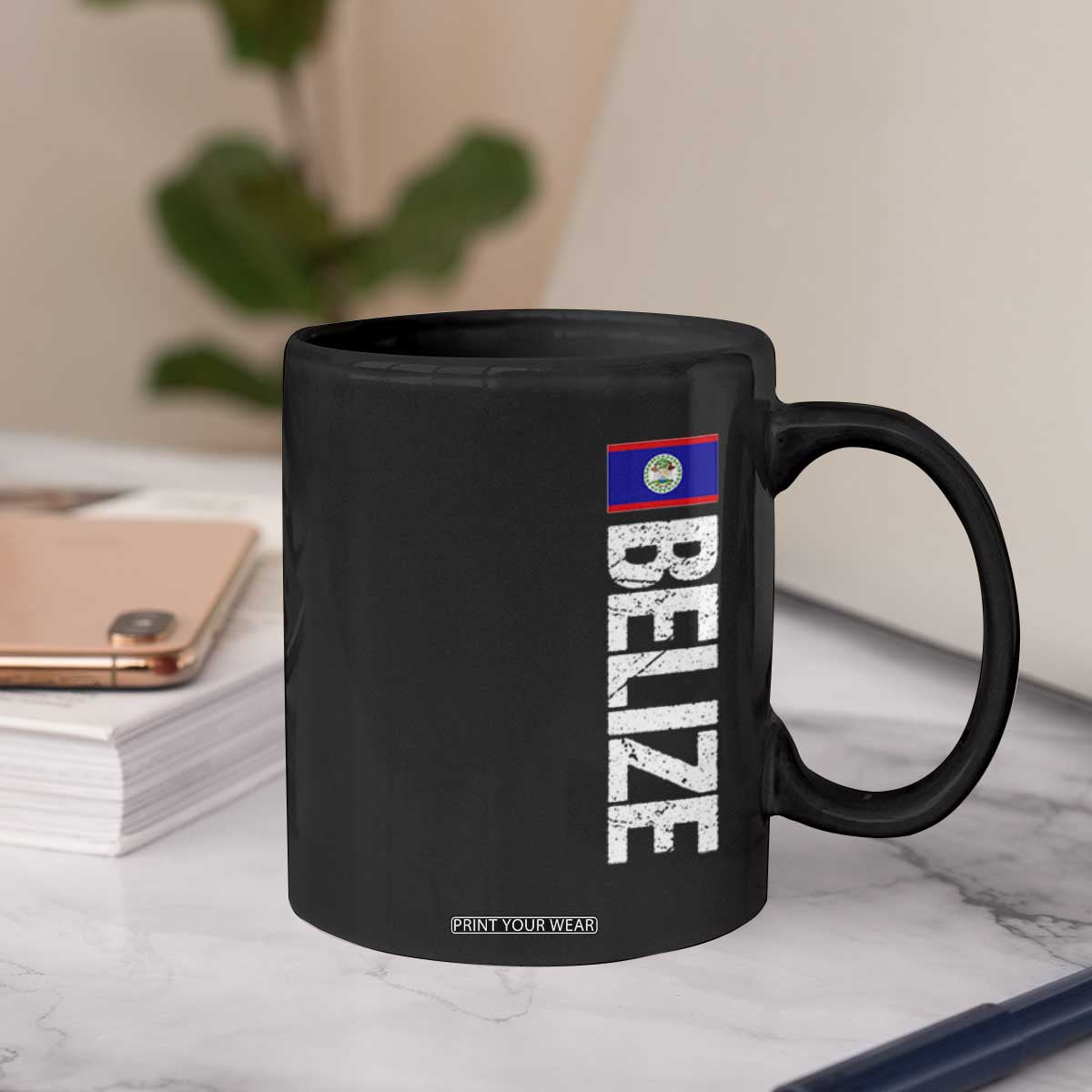 Belize Flag Coffee Mug Distressed Central American Pride Heritage Gift TS10 Print Your Wear