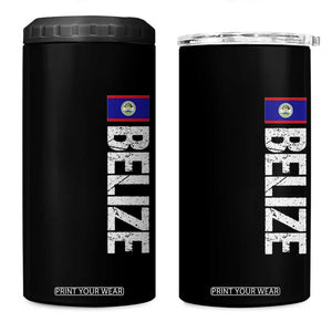 Belize Flag 4 in 1 Can Cooler Tumbler Distressed Central American Pride Heritage Gift TS10 One Size: 16 oz Black Print Your Wear