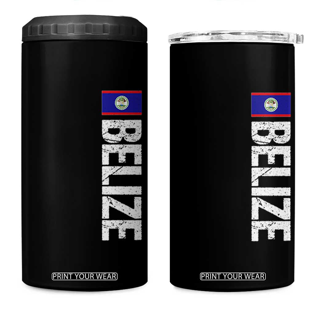 Belize Flag 4 in 1 Can Cooler Tumbler Distressed Central American Pride Heritage Gift TS10 One Size: 16 oz Black Print Your Wear