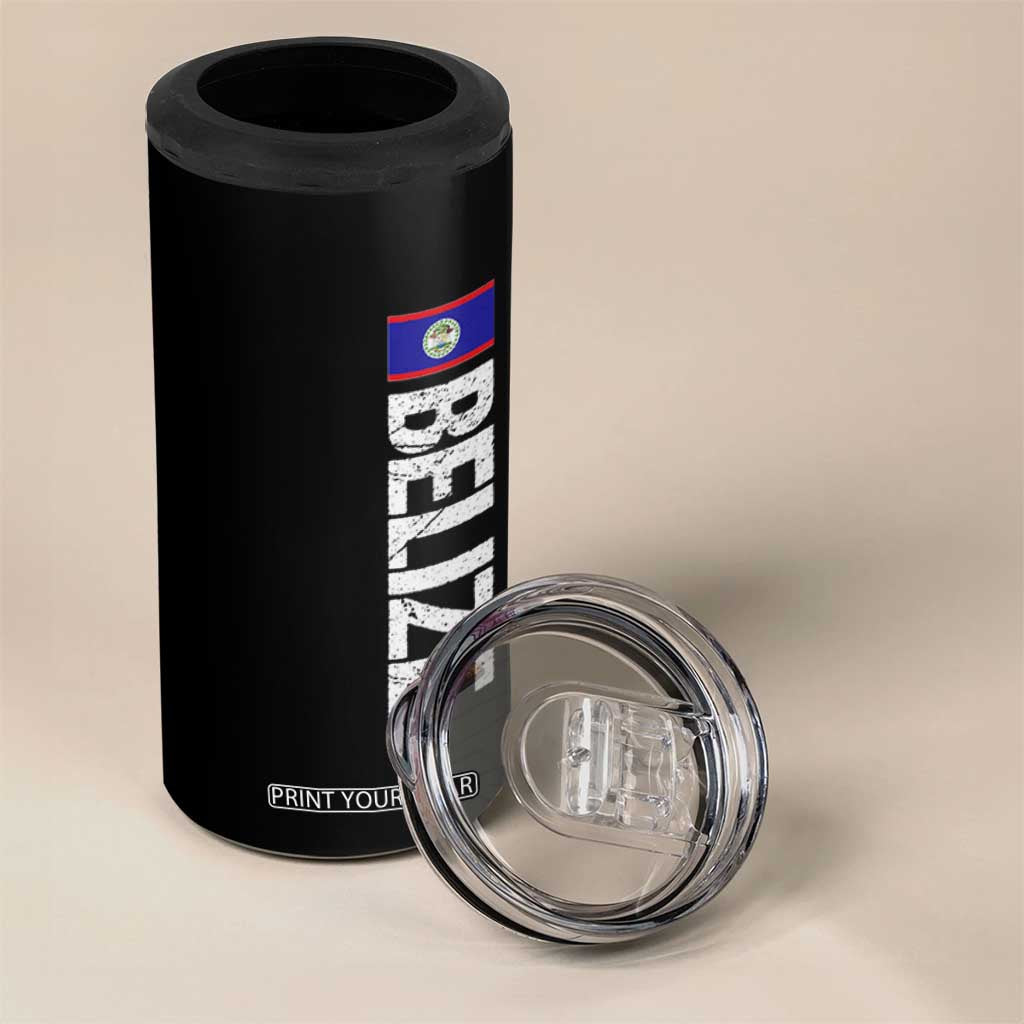 Belize Flag 4 in 1 Can Cooler Tumbler Distressed Central American Pride Heritage Gift TS10 Print Your Wear