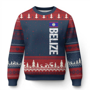 Belize Flag Ugly Christmas Sweater Distressed Central American Pride Heritage Gift TS10 Navy Red Print Your Wear