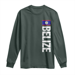 Belize Flag Long Sleeve Shirt Distressed Central American Pride Heritage Gift TS10 Dark Forest Green Print Your Wear